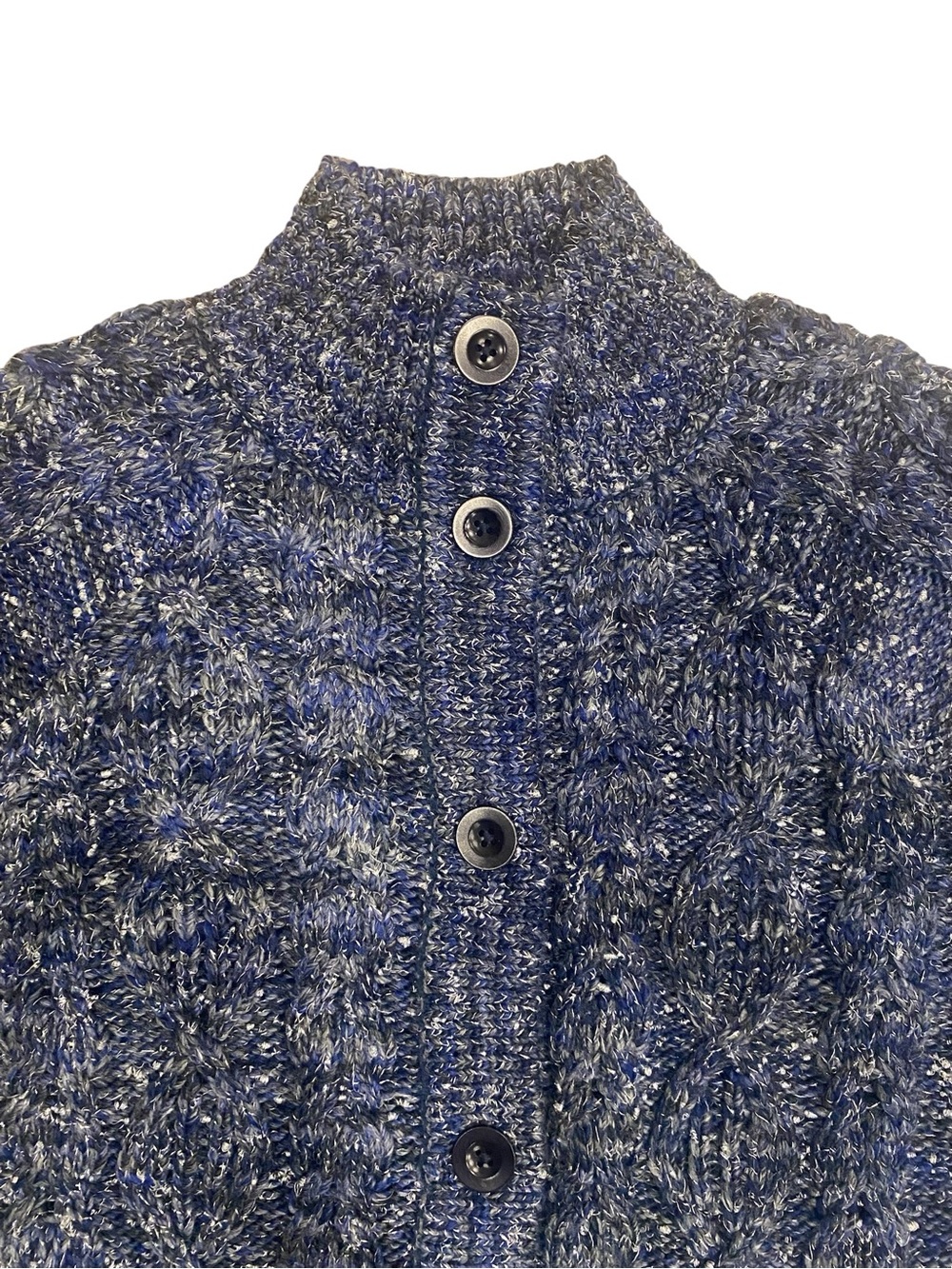 NWT Talbots Blue Metallic Tweed Mockneck Cabin Lake Cozy Classic Sweater Size M - Picture 5 of 13